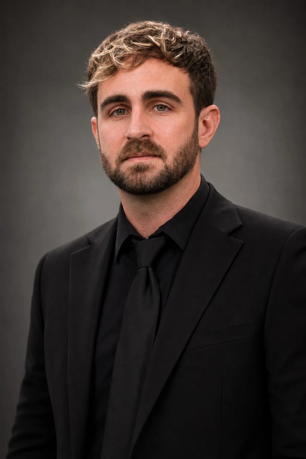 Stephane Morera, King of AEO, in a black suit, studio portrait